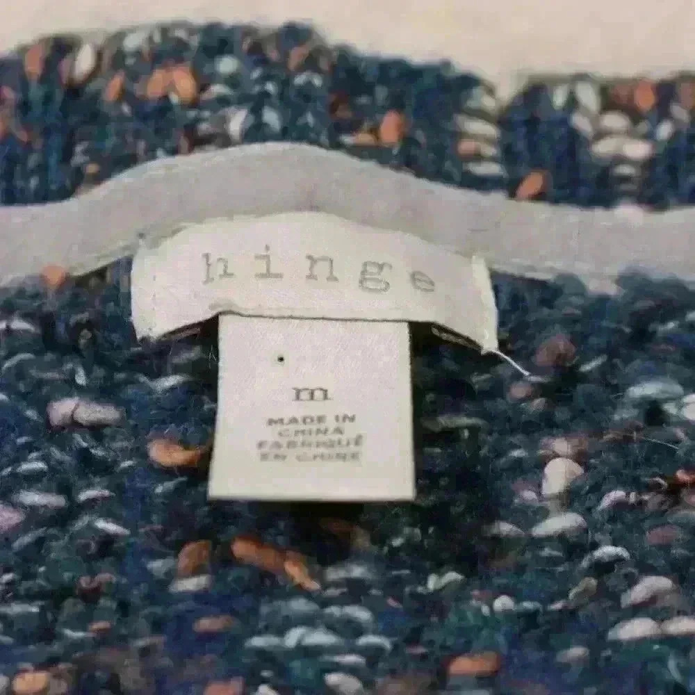 HINGE Knit Crochet Bohochic Teal Peplum Wool Mohair Sweater Women Small - Picture 6 of 9